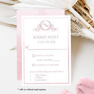 Élégant Monogramme Rose Dusty et aquarelle RSVP