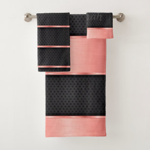 Élégant Monogramme Rose Or Et Étoiles Noires