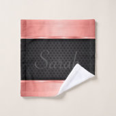 Élégant Monogramme Rose Or Et Étoiles Noires (Gant de toilette)