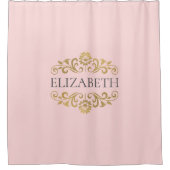 Elégant Monogramme rose rose Douche rideau (Devant)