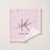 Élégant monogramme rose rousse (Gant de toilette)