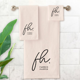 Élégant Monogramme rose vierge Script chic
