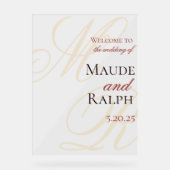 Élégant Monogramme Rouge de Bienvenue de Mariage (Recto)