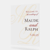 Élégant Monogramme Rouge de Bienvenue de Mariage (Angle)