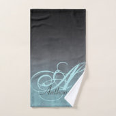 Élégant monogramme rustique gris-mint noir (Serviette à main)