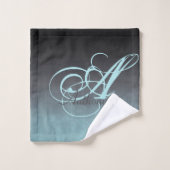 Élégant monogramme rustique gris-mint noir (Gant de toilette)