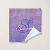 Élégant monogramme rustique violet bleu (Gant de toilette)