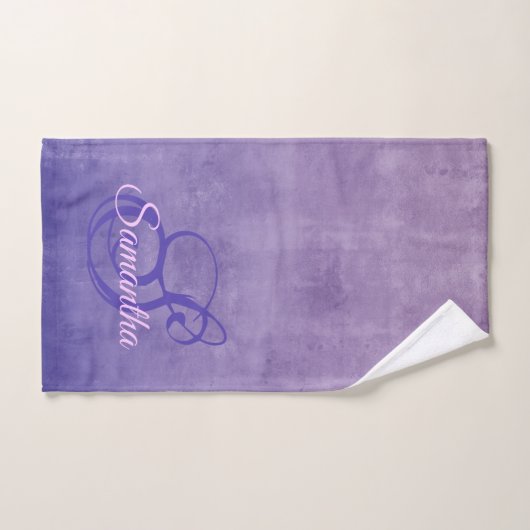 Élégant monogramme rustique violet bleu (Serviette à main)
