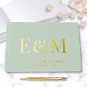 Élégant Monogramme Sage Mariage vert