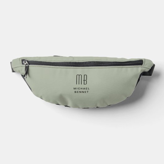 Élégant Monogramme Sage Vert (Poser)