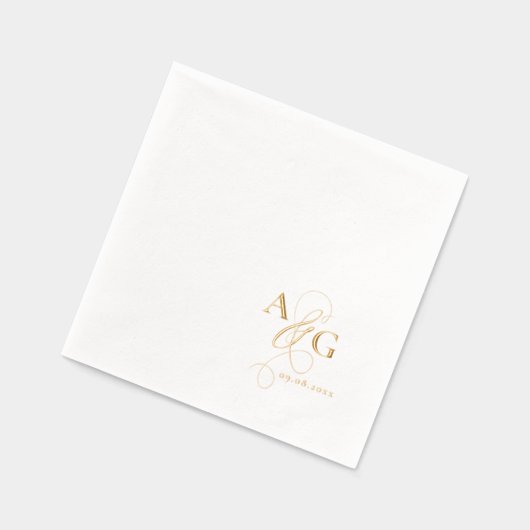 Élégant Monogramme Script Ampersand Mariage Gold (Gauche)