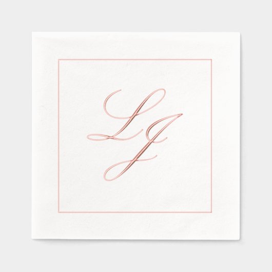 Élégant Monogramme Simple Écriture Rose Or Mariage (Recto)
