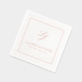 Élégant Monogramme Simple Mariage de script Rose o (Gauche)