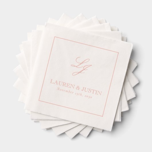 Élégant Monogramme Simple Mariage de script Rose o (Insitu (empilé))