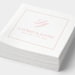 Élégant Monogramme Simple Mariage de script Rose o