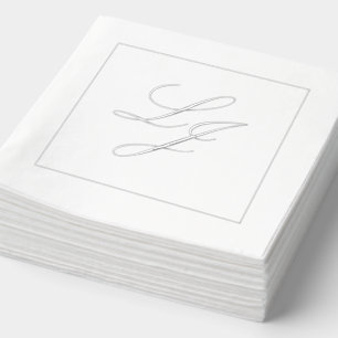 Élégant Monogramme Simple Script Mariage Argent