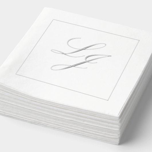 Élégant Monogramme Simple Script Mariage Argent (Détail)