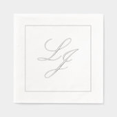 Élégant Monogramme Simple Script Mariage Argent (Recto)