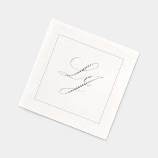 Élégant Monogramme Simple Script Mariage Argent (Gauche)