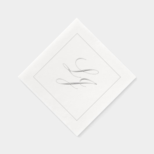 Élégant Monogramme Simple Script Mariage Argent (Droite)