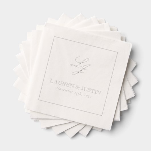 Élégant Monogramme Simple Script Mariage Argent (Insitu (empilé))