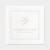 Élégant Monogramme Simple Script Mariage Argent (Recto)