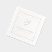 Élégant Monogramme Simple Script Mariage Argent (Gauche)