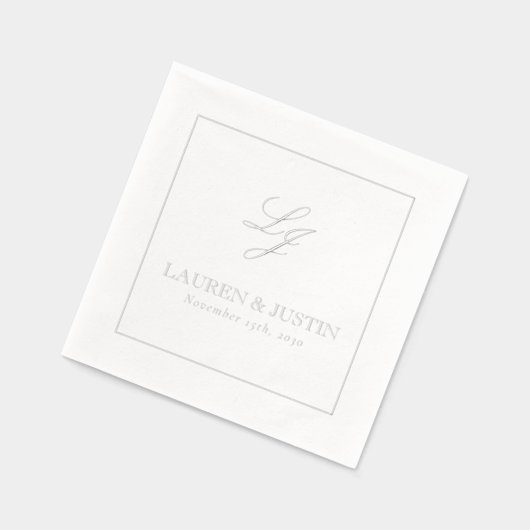 Élégant Monogramme Simple Script Mariage Argent (Gauche)