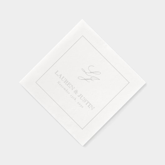 Élégant Monogramme Simple Script Mariage Argent (Droite)