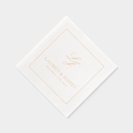 Élégant Monogramme Simple Script Mariage Or (Droite)