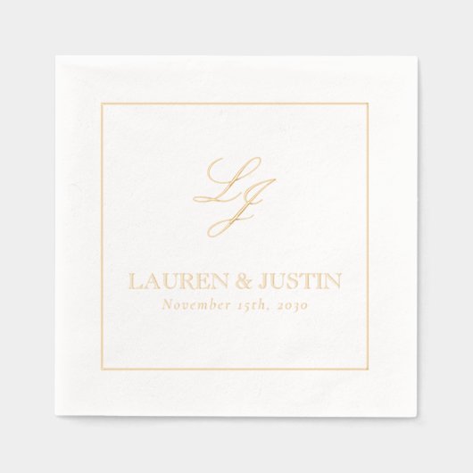 Élégant Monogramme Simple Script Mariage Or (Recto)