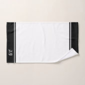 Élégant Monogramme simple sur noir et blanc (Serviette à main)