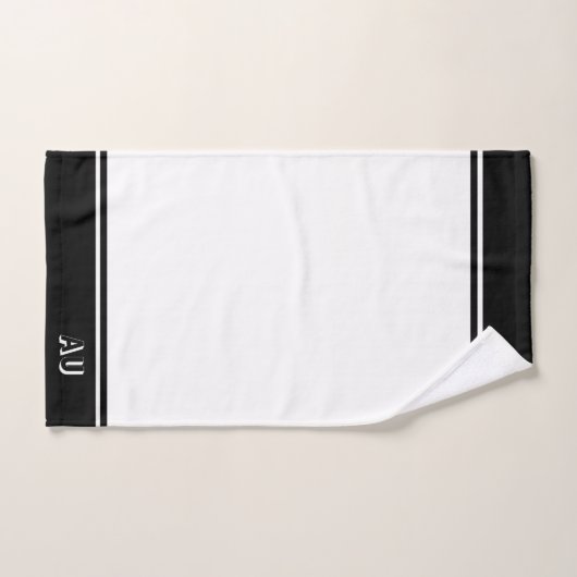 Élégant Monogramme simple sur noir et blanc (Serviette à main)