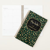 Élégant Monogramme Taches de Léopard Feuille Dorée (Devant avec enveloppe)