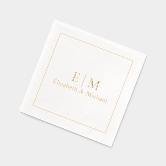 Élégant Monogramme Typographie Or Mariage simple (Gauche)