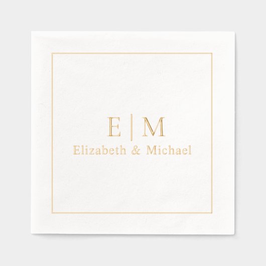 Élégant Monogramme Typographie Or Mariage simple (Recto)