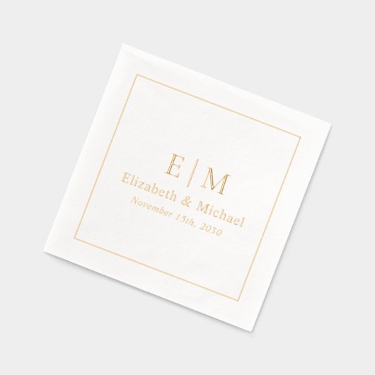 Élégant Monogramme Typographie Script Mariage Or (Gauche)