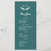 Élégant Monogramme Vert Bijou Tone Dîner Menu (Devant)