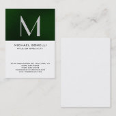 Élégant Monogramme Vert Blanc Simple Carte de visi (Devant / Derrière)