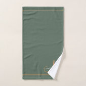 Élégant Monogramme Vert Or Nom Script (Serviette à main)