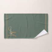 Élégant Monogramme Vert Or Nom Script (Serviette à main)