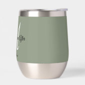 Élégant Monogramme Vert Sage Heureux Jamais Après (Gauche)
