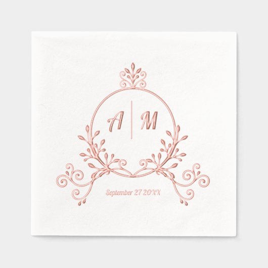 Élégant Monogramme Victorien Pétrole Serviettes Em (Recto)