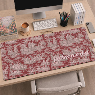 Élégant monogramme vintage rouge rose toile de jou