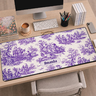Élégant monogramme vintage violet toile de jouy