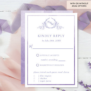 Élégant monogramme violet et aquarelle RSVP