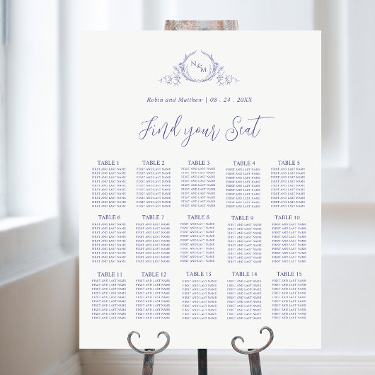 Élégant Monogramme violet Mariage Signe du tableau