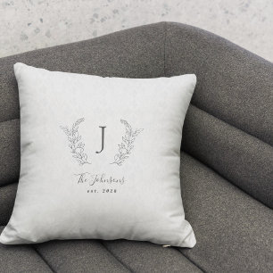 Elegant monogramme zwarte en witte benaming kussen