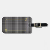 Elegant Monogrammed Black en Gold Glen Pset Bagagelabel (Voorkant horizontaal)