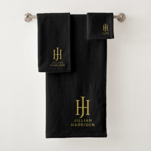 Elegant Monogrammed Blush Roze Bad Handdoek